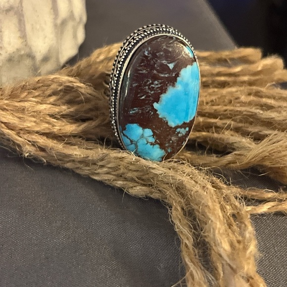 Jewelry - Gorgeous Turquoise 925 Silver Bollywood with Brown Matrix